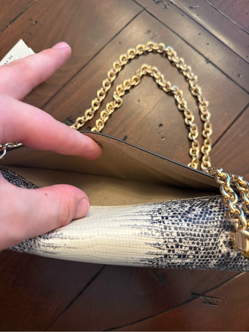 COACH Eliza Snake-Print Chain Shoulder/crossbody Bag - Picture 8 of 12